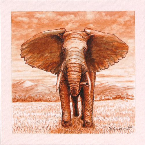 The African Elephant, Picture, Painting - Arylic and Oil Paintings by